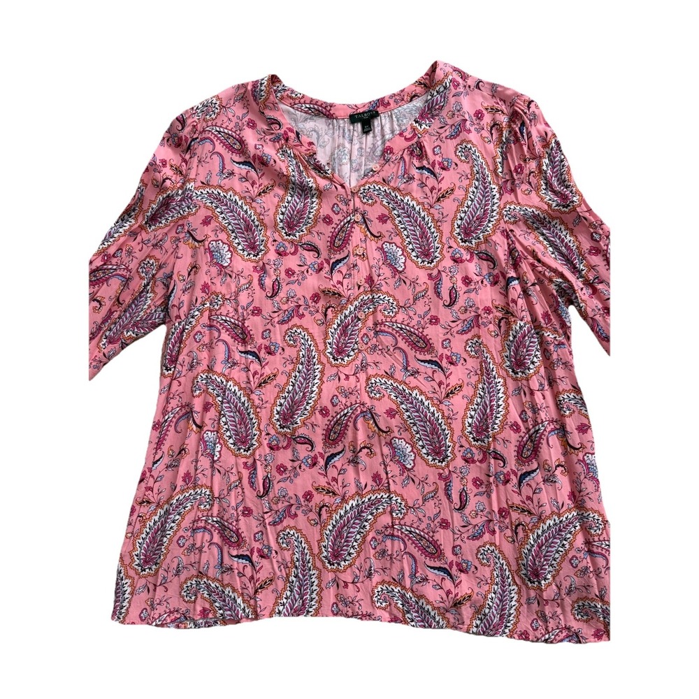 Talbots BAND COLLAR POPOVER -‎ DANCING PAISLEY Size 2X